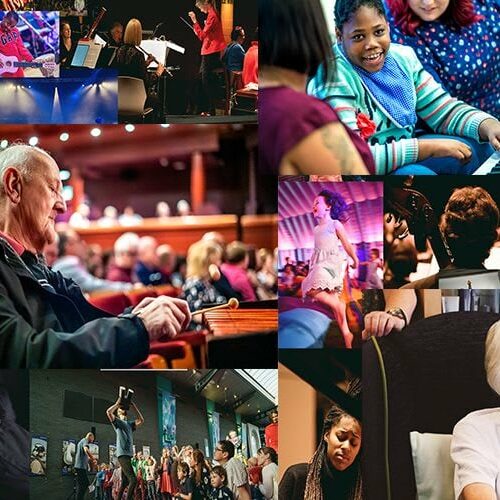 Collage of images from Sinfonia Viva events